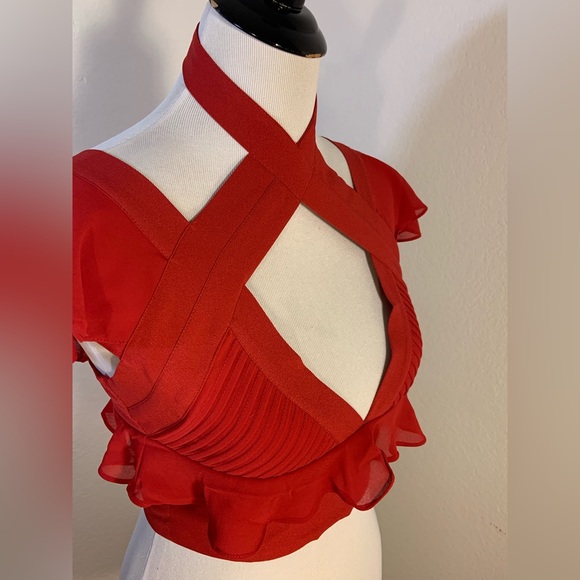 NWOT Nasty Gal Black Cropped Blouse Top - Picture 3 of 9